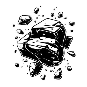 black rocks floating on white background clip art preview