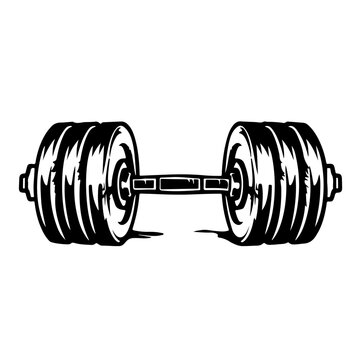 black and white dumbbell weightlifting equipment clip art preview