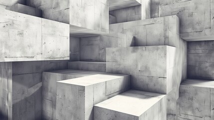 Flat planes intersecting and giving depth to an otherwise twodimensional space.