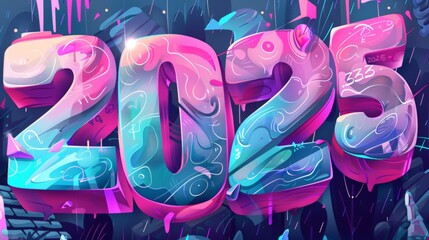 Fototapeta premium Colorful, graffiti-style artwork of the numbers 