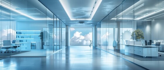 A high-tech office with cloud integration tools