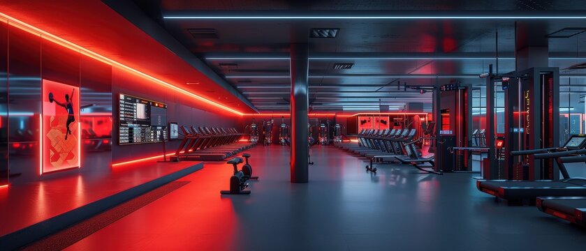 A high-tech sports facility with biometric performance tracking