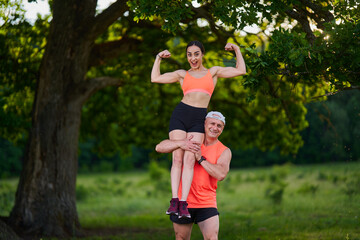 Fitness couple in the forest