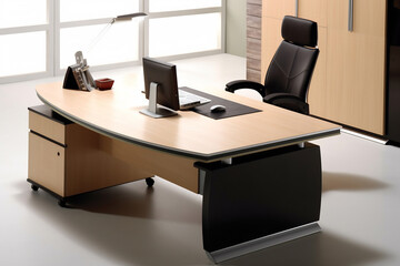 Interior of modern office with computer on desk