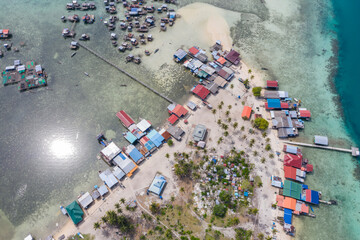 Aerial view of the Omadal island, Semporna Sabah, Malaysia.