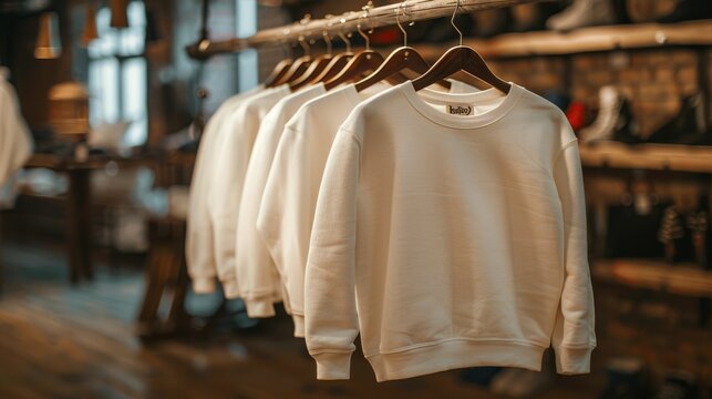 Sweat shirts Hanging Mockup Template blank Ivory color