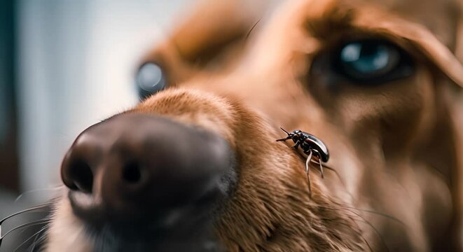 Dog with a tick.