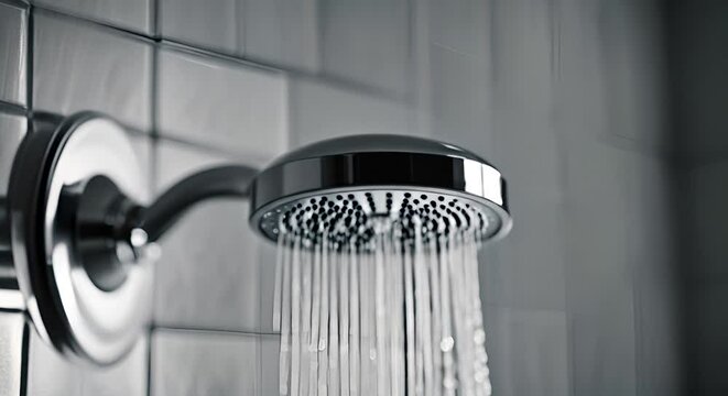 Shower head drawing water.