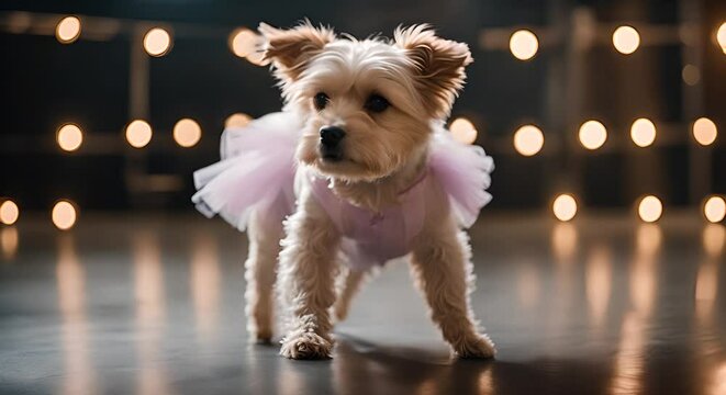 Dog in a dance dress.