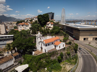 Drone view of Historics churches in Rio de Janeiro, Brazil