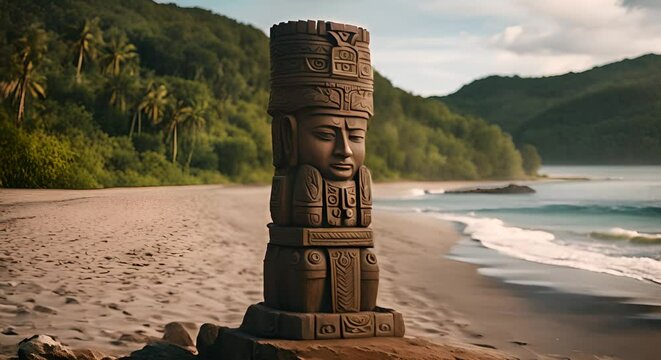 Totem pole on a Polynesian island.