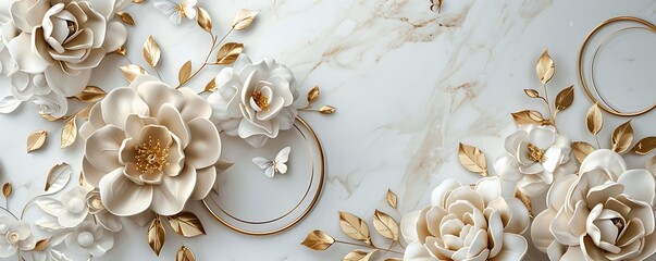 Beautiful 3 panel wall art, realistic hand drawn floral artwork decoration generative AI