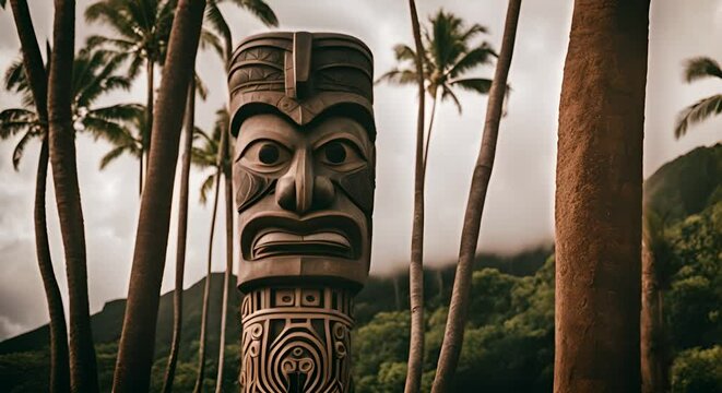 Totem pole on a Polynesian island.