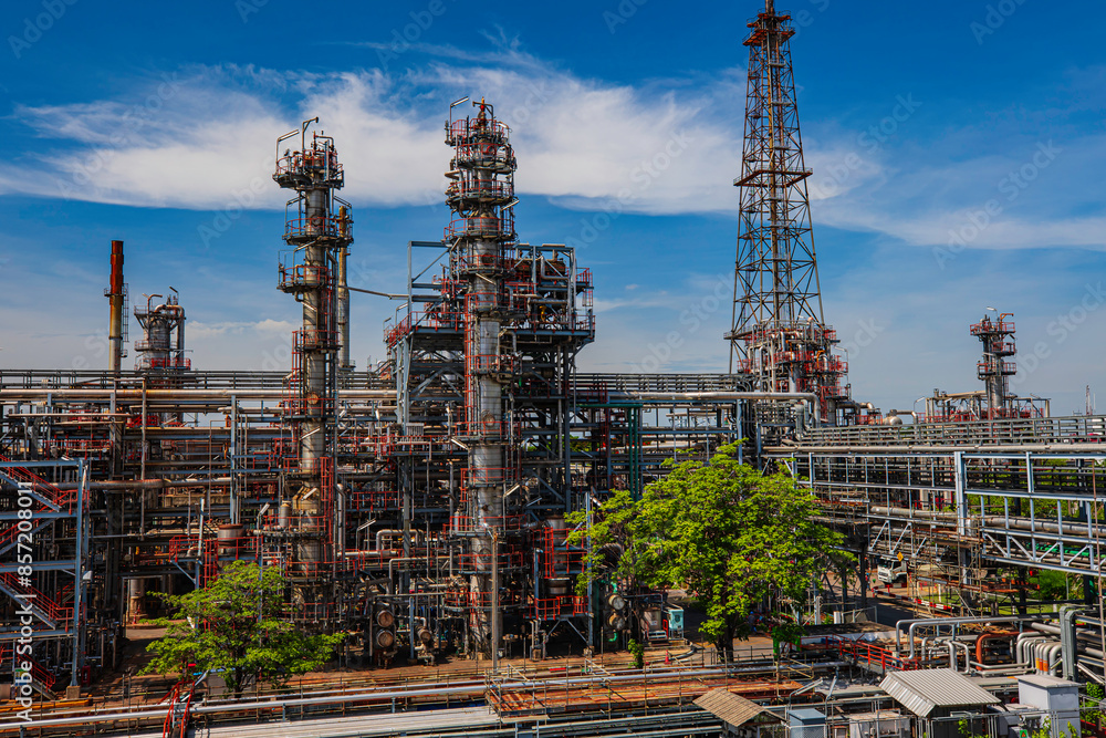 Wall mural oil​ refinery​ and​ plant and tower column of petrochemistry industry in oil​ and​ gas​