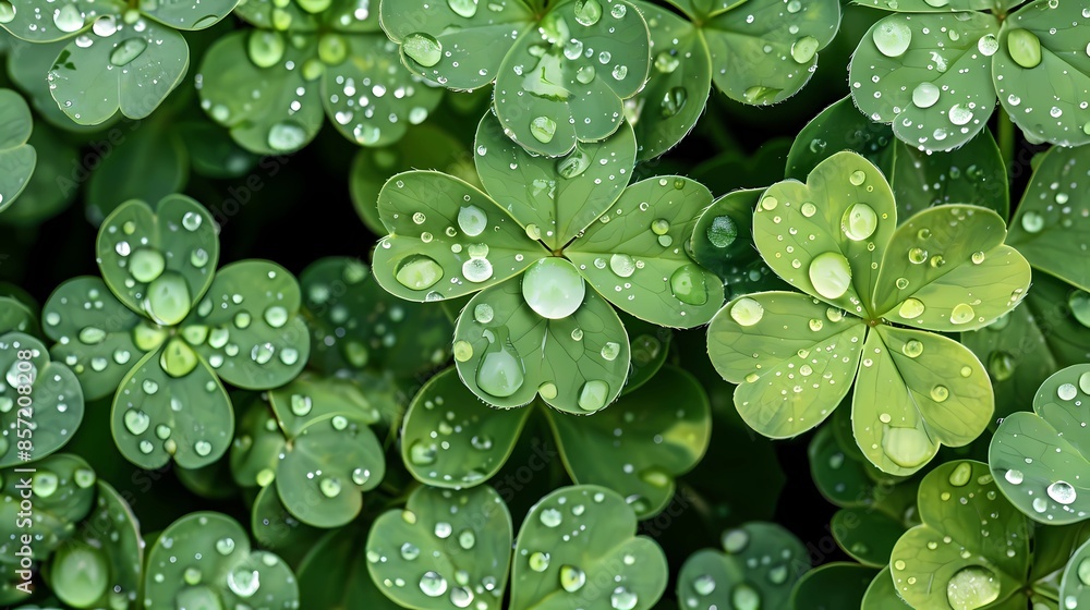 Wall mural dew on a leaf clover