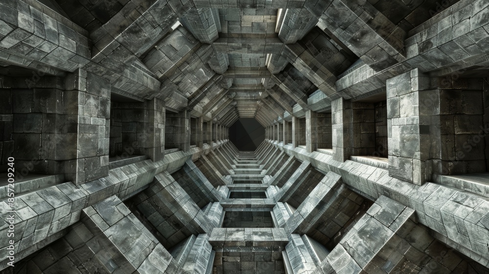 Poster an optical illusion of perfectly symmetrical octagons creating a sense of movement and depth.