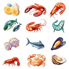 Sea Food Collection: An Illustration of Delicious Delicacies