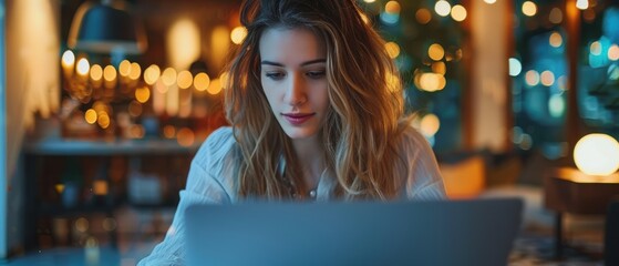 Obraz premium A professional businesswoman working on a laptop, suitable for corporate and professional content