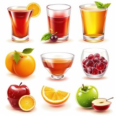 Colorful Fruit and Drinks Set -  A Visual Feast