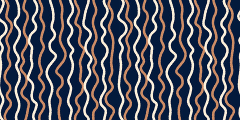 Abstract ink wavy lines seamless pattern. Stripe print with textured lines. Great for textile, fabric, wallpaper, wrapping, scrapbook and packaging