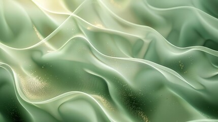 Obraz premium Mint green and aged gold wave textures soft glows shamrock motifs. background
