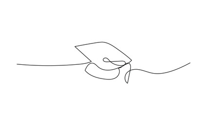 Continuous one single line of graduation. one line drawing of graduate cap minimalist vector illustration design on white background.