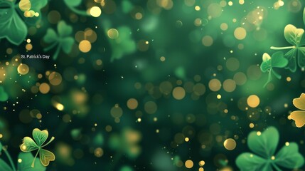 Forest green and pearl gold abstract with flowing textures St. Patrick's Day background