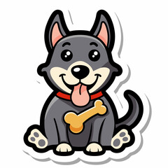 sticker--um-cachorro-segurando-um-osso---fundo-bra