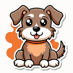 Obraz premium sticker--um-cachorro-segurando-um-osso---fundo-bra