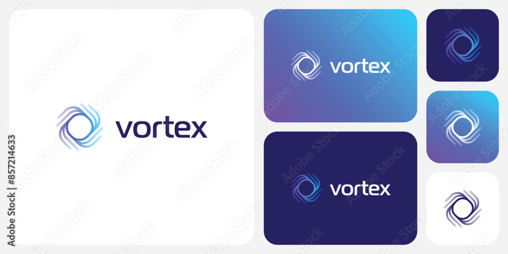 Poster vector logo design of rotating lines forming a vortex with a modern, simple, clean and abstract styl