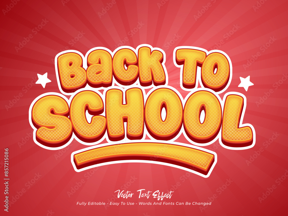 Poster 3d text effect back to school with red background