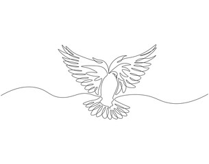 Continuous one line drawing of dove. One line drawing illustration of pigeon. Flying animal concept single line. Editable outline.