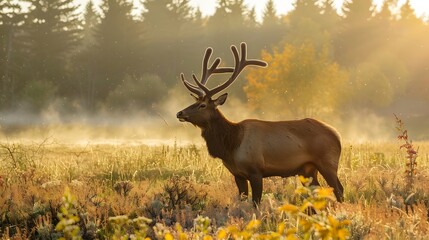 Red Deer in morning Sun. 