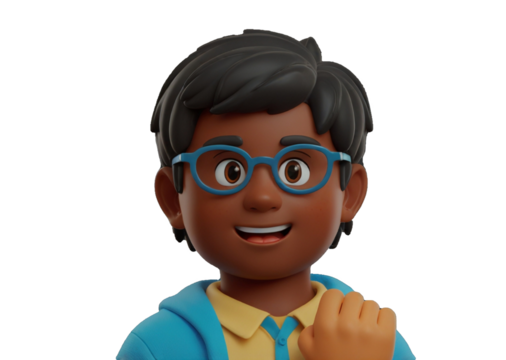 3d image of a boy for design, transparent background