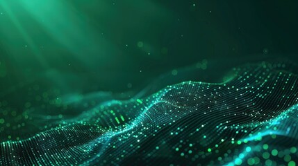 Abstract Green Digital Wave Background