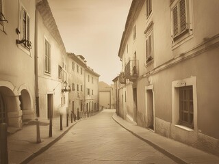 Naklejka premium narrow street in the town