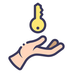 hand holding key as solution icon