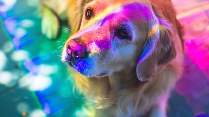 Dog Playing with Prism Light