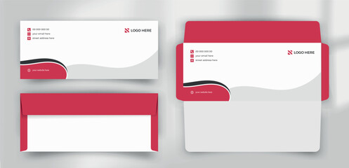 red and black corporate business envelope design template