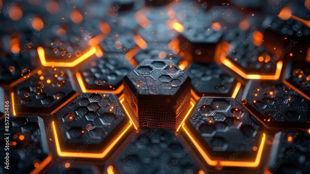 Poster futuristic digital hexagonal structure background