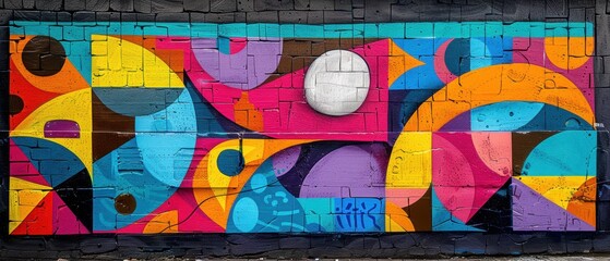 Fototapeta premium A vibrant street art mural on an urban wall