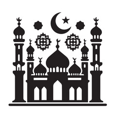 Silhouette of Islamic Element Icon Isolated in White