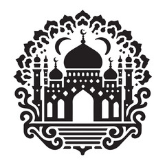 Silhouette of Islamic Element Icon Isolated in White