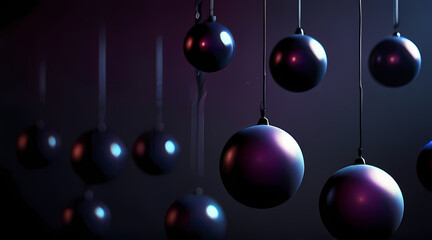 Background with abstract, pulsing light orbs in a deep purple and black setting