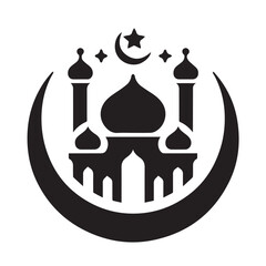 Silhouette of Islamic Element Icon Isolated in White