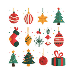 set of christmas elements