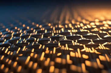 Obraz premium Futuristic abstract design with lit geometric patterns, creating dynamic depth and movement in a mesmerizing interplay of light and shadow