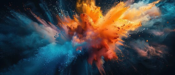Abstract art created with colored powders