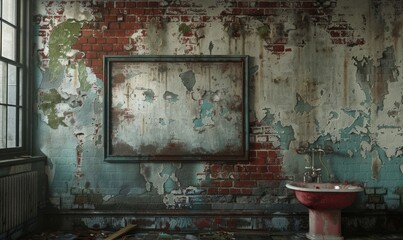 Industrial bathroom with a blank mirror