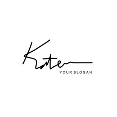 Kate name signature logo vector design
